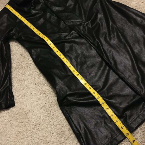 Gilmour Vancouver Long Black Shiny Y2K Cyberpunk Open Cardigan - Picture 15 of 16